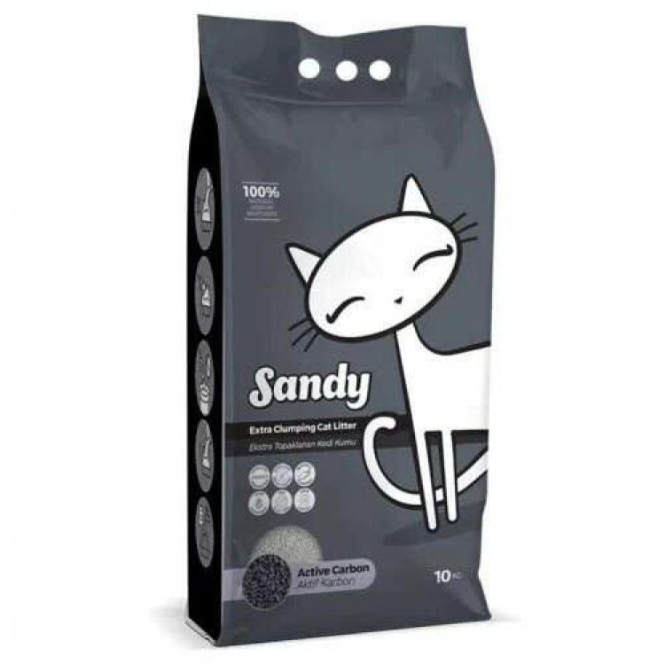 Sandy Ekstra Topaklanan Sodyum Bentonit Active Carbon Kedi Kumu 10 Kg