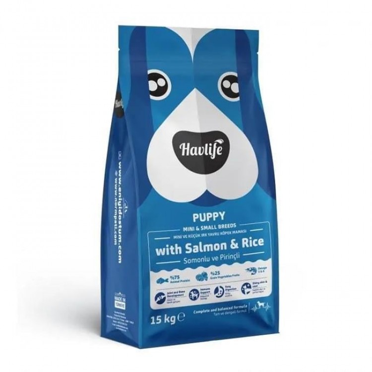 Havlife Köpek Yavru 15+3 Kg Mini ve Küçük Irk Somonlu Pirinçli Havlife Köpek Yavru 15+3 Kg Mini ve Küçük Irk Somonlu Pirinçli