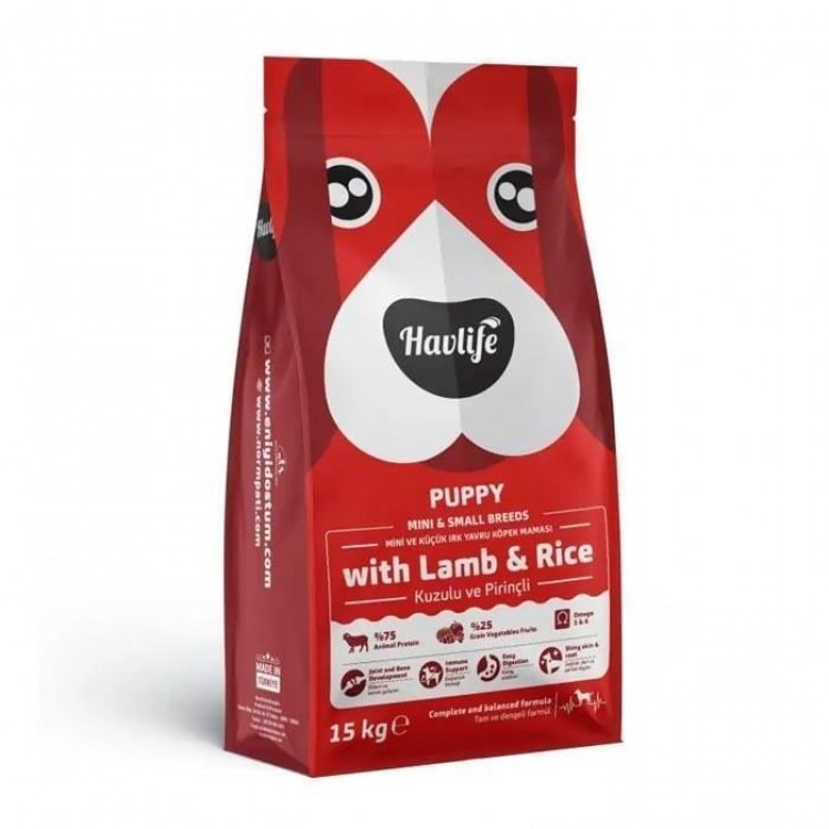 Havlife Köpek Yavru 15+3 Kg Mini ve Küçük Irk Kuzulu Pirinçli
