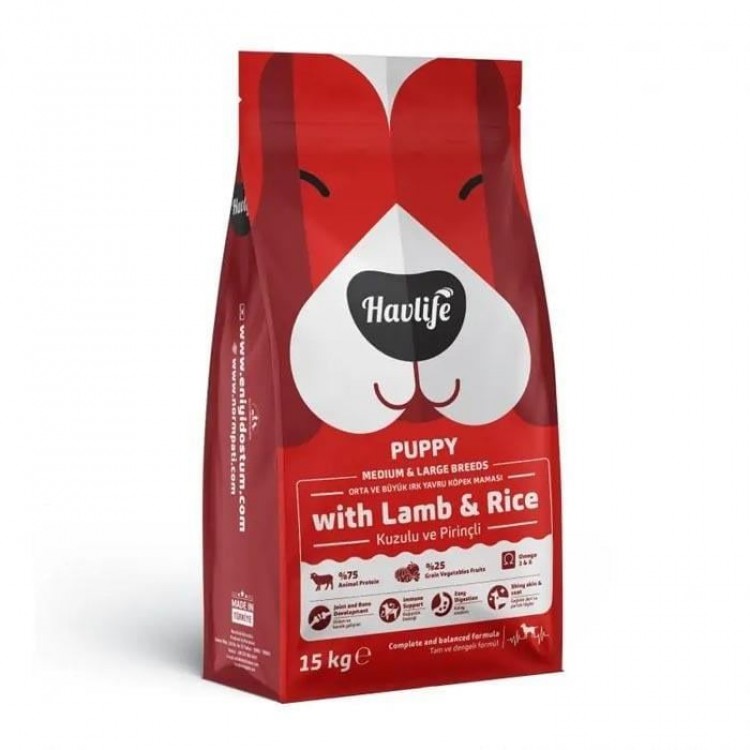 Havlife Köpek Yavru 15+3 Kg Orta ve Büyük Irk Kuzulu Pirinçli