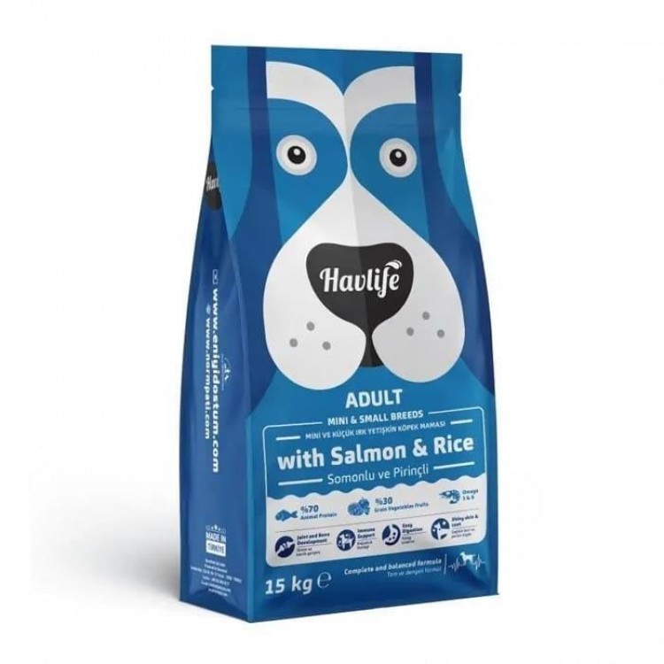 Havlife Köpek Yetişkin 15+3 Kg Mini ve Küçük Irk Somonlu Pirinçli