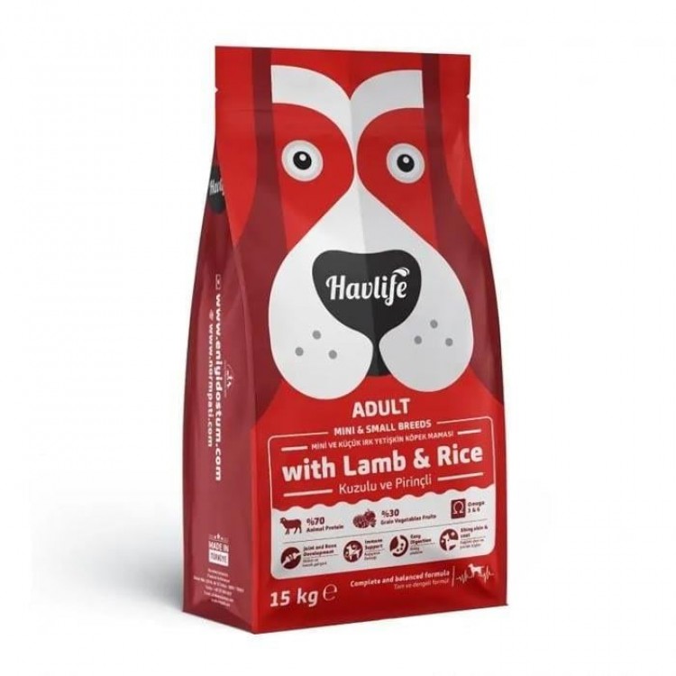 Havlife Köpek Yetişkin 15+3 Kg Mini ve Küçük Irk Kuzulu Pirinçli